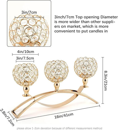 VINCIGANT 4Pcs Christmas Table Decoration Gold Bulk Decorative Tealight Candle Holder for Wedding,3-Candle Candelabras for Christmas Party Dinning Room Table Centerpiece,Gift Boxed for Thanksgiving