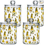 Qtip Holder Dispenser 4 Pack Gnome Bees Flying Dwarf Daisy Apothecary Jars with Lids Bathroom Vanity Countertop Canister Storage Organizer for Cotton Ball,Swabs,Pads,Floss
