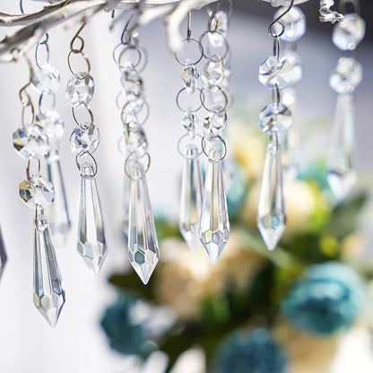 20pcs 55mm Chandelier Icicle Crystal Prism Suncatcher,Clear Chandelier Crystals Replacement,Crystals for Chandeliers with Hooks for Windows Wedding Lamp Decoration