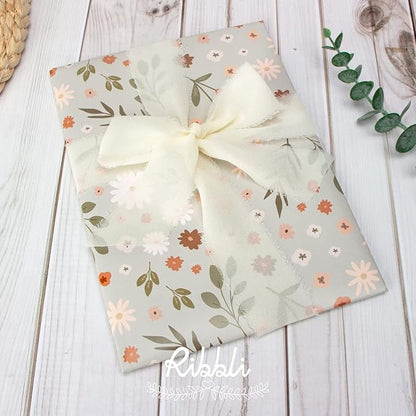 Ribbli Ivory Chiffon Ribbon 1-1/2 inch x 30 Yard Handmade Fringe Chiffon Ivory Silk Ribbon,Cream Ribbon for Wedding Invitations, Bridal Bouquets Wrapping, Flower Arrangement Decoration