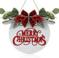 CHDITB Cute Merry Christmas Wooden Front Door Wreath(11.4”x11.4”), Farmhouse 3D Christmas Decor Hanging Sign with Red Plaid Bow Berries Mistletoe, Housewarming Gift for Xmas Winter Holiday New Year