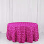 Efavormart 120" Wholesale Round Table Cover Fushia Grandiose Rosette 3D Satin Tablecloth for Wedding Party Event Decoration