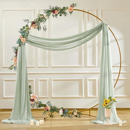 30" x 20Ft Wedding Arch Draping Fabric, 2 Panels Sage Green Sheer Curtain Drapes Extra Wide & Long Backdrop Curtains for Wedding Arch Ceremony Birthday Party Decorations