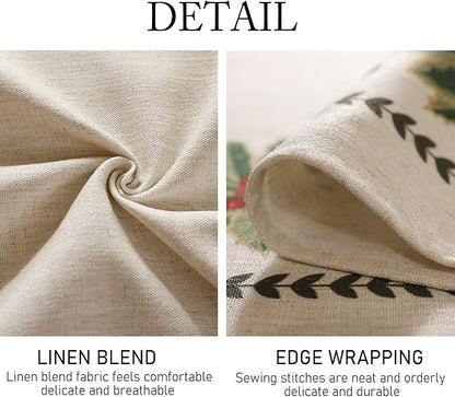 ISAENNE Designer Christmas Linen Round Tablecloth,Light Beige Western Elegant Table Cloth,Wrinkle Resistant Decor Tablecloths for Dining Thanksgiving Kitchen Christmas,Diameter 67"-Carol G