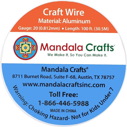 Mandala Crafts 20 Gauge Anodized Aluminum Craft Wire for Jewelry Making - 100 FT Colored Flexible Kelly Green Wire - Bendable for Bonsai Armature Crafting Sculpting