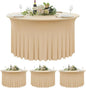 4 Pack Champagne Spandex Round Tablecloths for 60inch Tables,120inch Stretch Fitted 5ft Table Cloth,Wrinkle Free Rund Table Covers with Skirt for Banquet Wedding Birthday Parties