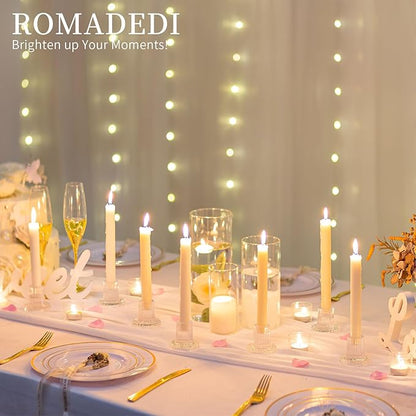 Romadedi Glass Candle Holder for Candlestick - 10Pcs Clear Tapered Wedding Decor Table Centrepiece for Candle Sticks Christmas Party Living Room Dinner Advent Decoration