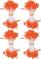600-Pack Flower Stamens for Crafts, 5mm Double Heads Artificial Pearl Floral Pistil Mini Flower Pollens Stamens for DIY Making/Wedding/Scrapbook Decoration [Orange]