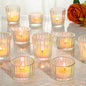 24 Pcs Ribbed Iridescent Votive Candle Holders - Glass TeaLight Candle Holders for Weddings, Baby Showers, Home Décor, Party Centerpieces, and Table Decorations