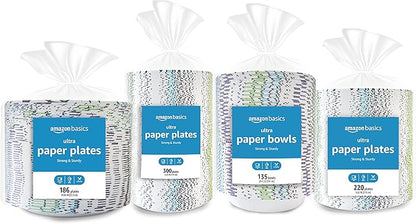 Amazon Basics Ultra Paper Plates, 10 Inch, Disposable, 372 Count (2 pack of 186)