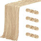 Aktor 4 Pack Beige Table Runner Boho Cheesecloth Table Runner Semi Sheer Gauze Fabric Runners for Wedding Birthday Baby Shower Party Boho Table Decoration（Beige）