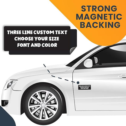 Magnet Me Up Three Line Custom Text Customizable Magnet Decal, Design Your Own Personalized Car Magnet, 3x8 Inch, for Business, Advertising, Gift, Choose Your Text, Font and Color, Crafted in USA