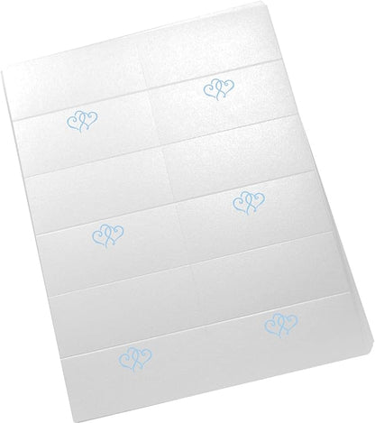 Linked Hearts Printable Place Cards, Light Blue (Choose Color), Set of 60 (10 Sheets), Laser & Inkjet Printers - Wedding, Party, Dinner, and Special Events - Made in the USA