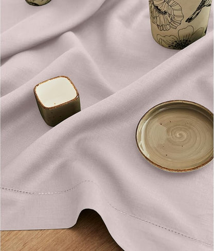 Solino Home Linen Lilac Table Runner 120 Inches Long - 100% Pure Linen Hemstitch 14 x 120 Inch Table Runner for Dining, Fall, Autumn, Thanksgiving, Christmas - Classic Hemstitch