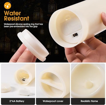24-Pack LED Flameless Candles with Remote Control -Remote flameless Candles- Timer Candles -3D Flame, for Halloween Christmas Parties,Wedding,Home,Gift and Special Occasions(Three Sizes)