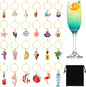 SANNIX 24pcs Wine Glass Charms - Identifier Tags for Stem Glasses - Funny Charms for Summer Christmas Wine Tasting Party Decorations