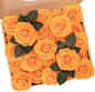 N&T NIETING Artificial Flowers, Fake Flowers Orange Roses Perfect for DIY Wedding Bridal Bouquets Centerpieces Bridal Shower Party Home Flower Arrangement Decorations, 25Pcs