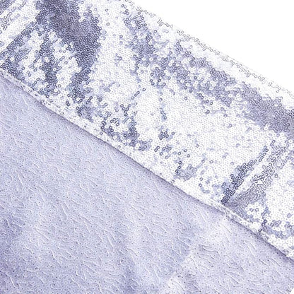 SquarePie Sequin Backdrop Not See Through Thick Background Glitter Curtain Party 6FT x 6FT Silver