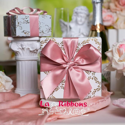 LaRibbons 1 1/2 Inch 25 Yard Double Faced Satin Ribbon,Dust Pink Satin Craft Fabric Ribbon for Gift Wrapping Floral Bouquets Wedding Party Decoration