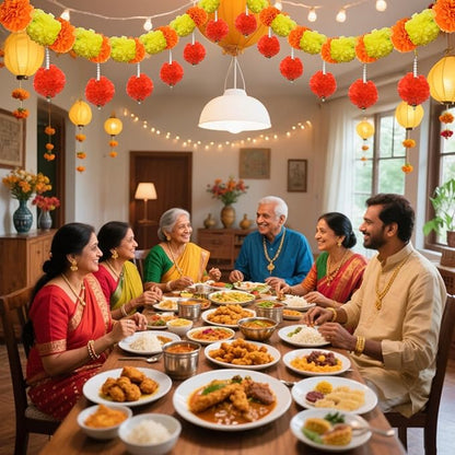 5 Pcs Diwali Artificial Marigold Garland with Pearls Decor, 4.5 Feet Artificial Marigold Flowers for Indian Pooja Diwali Home Mantle Decor Long Strands for All Year Decoration (Yellow＆Orange&Red)