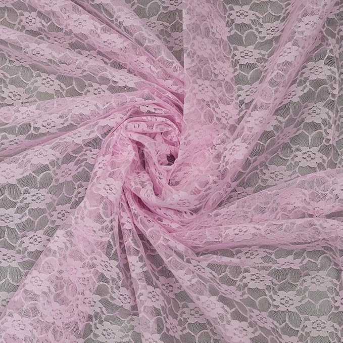 MDS Pack of 25 Wedding 12 x 108 inches Lace Table Runner for Wedding, Decorations for Birthday Parties, Banquets, Graduations, Engagements, and Runners fit Rectangle, Round Table- Blush Pink