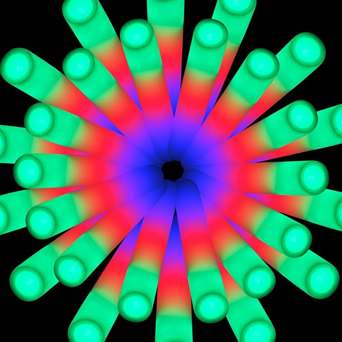 AOWDIAO 100 Pcs 16″ Foam LED Glow Sticks, 3 Light Up Modes, Party Favors for Wedding, Festival & More