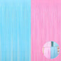 4 Pack Macaron Pink Blue Foil Fringe Curtain Backdrop, 3.28Ft x 8.2Ft Metallic Tinsel Foil Fringe Streamers for Photo Booth, Wedding Gender Reveal Backdrop Boy or Girl Birthday Party Decoration
