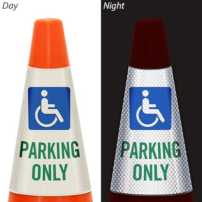 SmartSign “Handicapped Parking Only” Bright Reflective Cone Message Sleeve, [Cone Not Included]