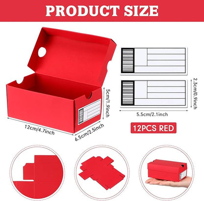 12 Sets Mini Sneaker Boxes for Party Favors Mini Shoe Gifts Boxes 4.7 x 2.5 x 2 Inch Sports Small Gift Case with Editable Label for Candies Cookies Snacks