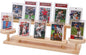 Wooden Trading Card Display Stand, 3-Tier Card Holder for Graded, Sports and TCG Cards, Tabletop Display Holder, Rustic Solid Wood Shelf Stand for Basketball Football Hockey(Wood Grain)
