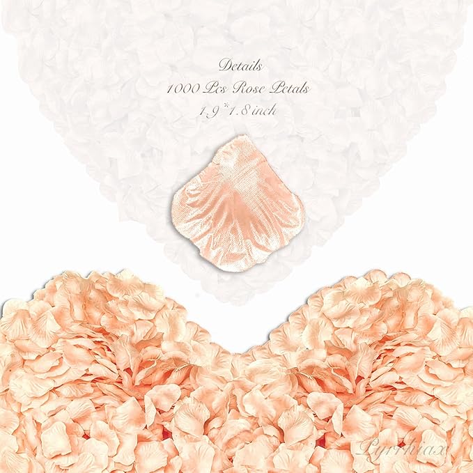 1000Pieces Rose Petals, Artificial Flower Petals Fake Rose Petals for Romantic Night,Wedding,Proposal Anniversary Flower Decorations(Flesh Pink)