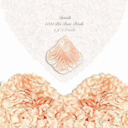 1000Pieces Rose Petals, Artificial Flower Petals Fake Rose Petals for Romantic Night,Wedding,Proposal Anniversary Flower Decorations(Flesh Pink)