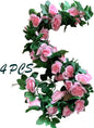 4 Pack Artificial Rose Vine Garland Fake Roses Flowers Plants Vines Hanging Floral Leaves Decoration for Wedding Party Table Garden Arch Wall Home Room Decor(Pink)