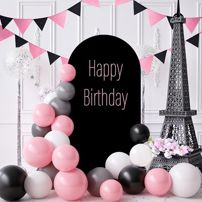 LEBENGURU Upgraded 5FT Wedding Arch Cover, Black Spandex Fitted Arch Backdrop Cover, Round Top Chiara Stand Covers for Birthday Party Baby Shower Banquet Balloon Décor