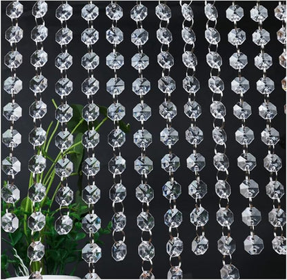 WAZHRMGHG Clear Acrylic Crystal Garland Strands Hanging Chandelier Bead Chain Ornament String Decorations for Chandelier Christmas Tree Wedding Party Celebration (33FT(10M))