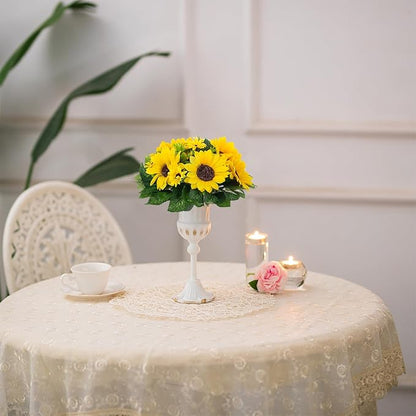 BLOSMON Sunflower Artificial Flowers Ball - 2 Pcs Fake Sunflower Flowers CenterPieces Decoration for Wedding Table Silk Kissing Floral Arrangements for Home Party Event DIY Decor