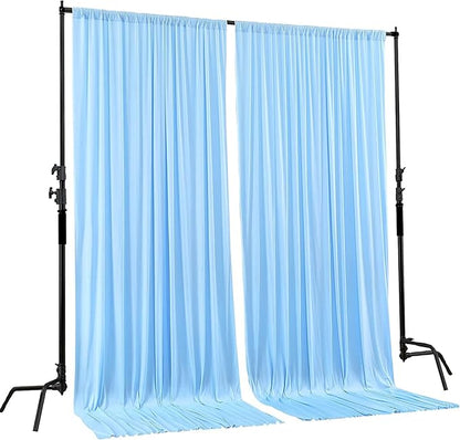 AK TRADING CO. 10 feet Wide x 12 feet Long IFR Polyester Backdrop Drapes Curtains Panels with Rod Pockets - Wedding Ceremony Party Home Window Decorations - (Light Blue)