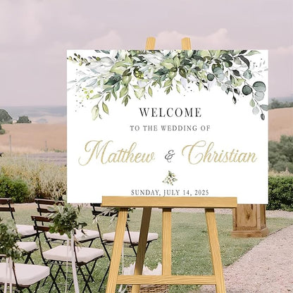 Welcome Sign Wedding With Stand, Welcome To Our Forever Wedding Sign, Wedding Entrance Sign, Wedding Directional Signs, Greenery Theme Wedding Sign Decoration