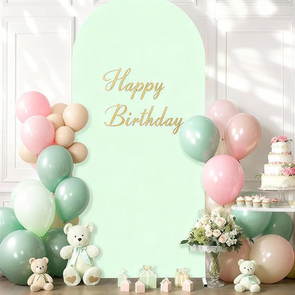 6FT Sage Green Arch Cover - Polyester Fitted Wedding Arch Stand Covers Round Top Chiara Arch Backdrop Cover for Birthday Party Banquet Photo Background Decoration