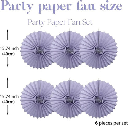 Purple Birthday Decorations,DIY Purple Paper Fans Hanging Decoration ,Party Decorations for Adults 16in,Little Mermaid Party Decor,Baby Shower Decorations 30 Color DIY Set (Light Purple)