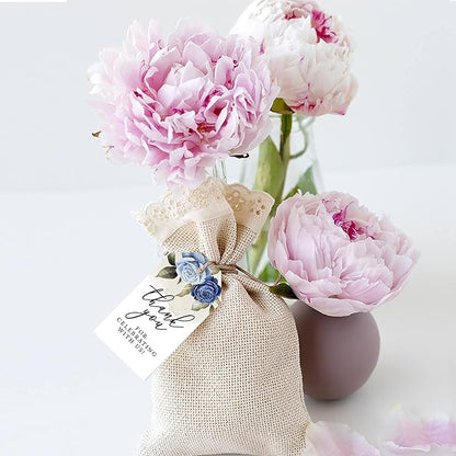 Andaz Press 100-Pack Thank You For Celebrating With Us Favor Tags Icy Blue Roses Cardstock Gift Tags with Bakers Twine for Wedding Baby Shower Bridal Shower Birthday Party Favors 2 x 3.75-Inches