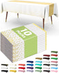 Pureegg Plastic Table Cloth Disposable 10 Pack, 54 x 108 Inch, Table Runner Style, Graduation Decorations 2025, Party Tablecloths, Rectangle, Plastic Cover, Leakproof & Sturdy, White Gold