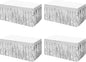 4 Pack Metallic Foil Fringe Tinsel Table Skirts,29x108 Inch Party Disposable Table Skirt Banner for Hotel Banquet Parade Floats Mardi Gras Holiday Birthday Wedding New Year Party Decoration(Silver)