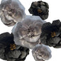 BRT Bearingshui Crepe Paper Flowers Decoration for Wall Total 6 Pcs, Artificial Flowers for Wedding Decor,Flower Backdrop Decor, Baby Bridal Shower Birthday Party, Silver Black 3D Wall Flowers Decor