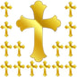 Blulu 16 Pieces Baptism Cake Toppers Crossing Cupcake Toppers Gold Mirror Acrylic Cake Picks Baptism Decor Christian Decorations(Vivid Style)