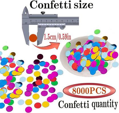 Multi Color Round Foil Confetti Beautiful Rainbow Metallic Table Confetti Glitter for Fill Balloons, Wedding,Birthday,Party,Festival Decoration(8000PCS)