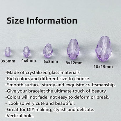 150pcs 4x6mm Teardrop Crystal Glass Beads for Jewelry Making, Faceted Vertical Hole Teardrop Glass Spacer Beads for Wind Chimes Bracelet Earring Necklace DIY Craft(Crystal Purple)
