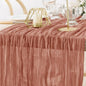 MLMW Dusty Rose Table Runner Cheesecloth Boho Gauze Rustic Cheese Cloth Table Runner 160 inch Sheer 13.3ft for Wedding Party Baby Bridal Shower Birthday