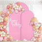 WEERRW Pink Arch Backdrop Cover Set of 2 Spandex Fitted Round Top Chiara Backdrop Stand Stretchy Wedding Covering for Event Birthday Party Banquet Decoration (6FT, 7.2FT)