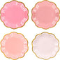 Pink Party Plates Gradient Pink Dessert Paper Plates 7inch Gold Foil Scalloped Edge Disposable Cake Plates for Tea Party Birthday Bridal Baby Shower Wedding Party Supplies (24)